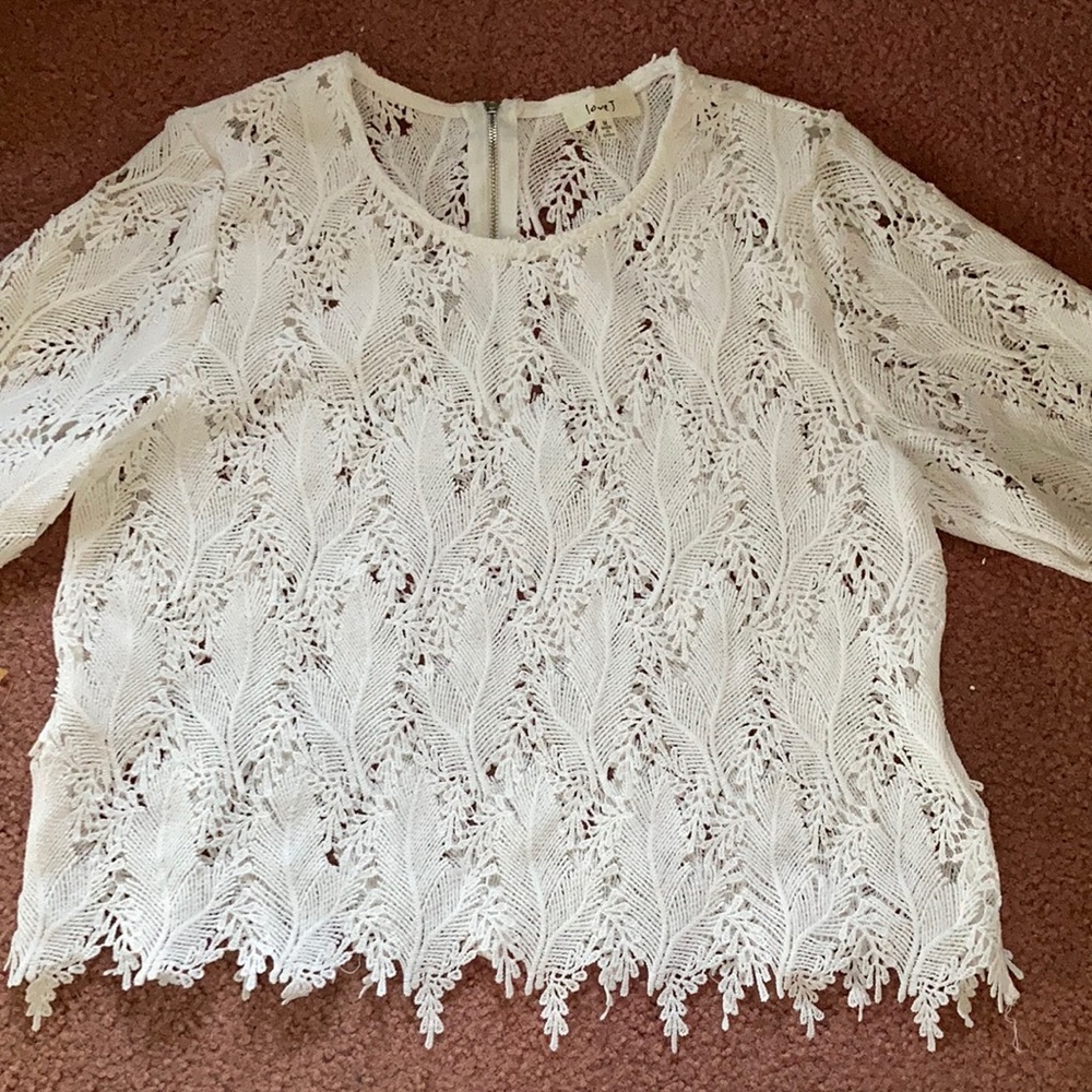 Love j White Crop Top with Fringe